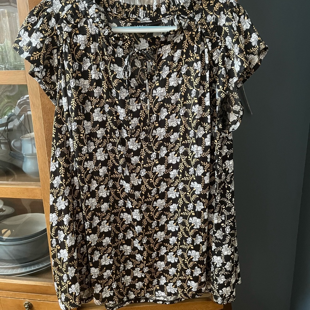 Lane Bryant Black and White Ruffled Blouse